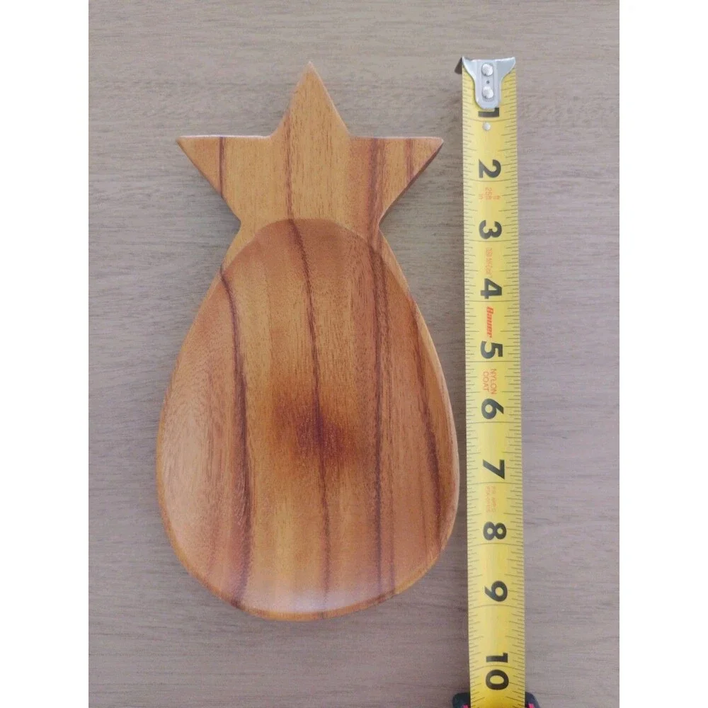 Set Of 4 Vintage Pineapple Shaped Wooden Serving Bowls Hand Carved Monkey Pod